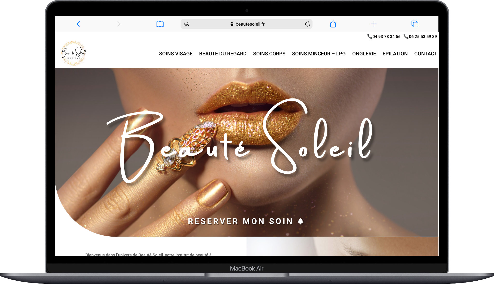 exemple de création de site internet vitrine pour un institut de beauté