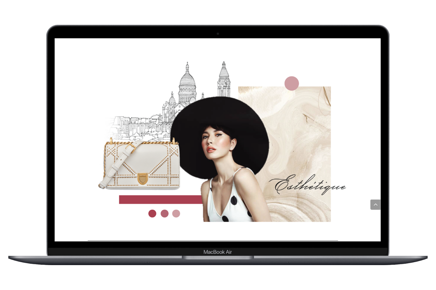 Personal Shopper bilingual website Site internet d'un conseiller en image sur un macbook