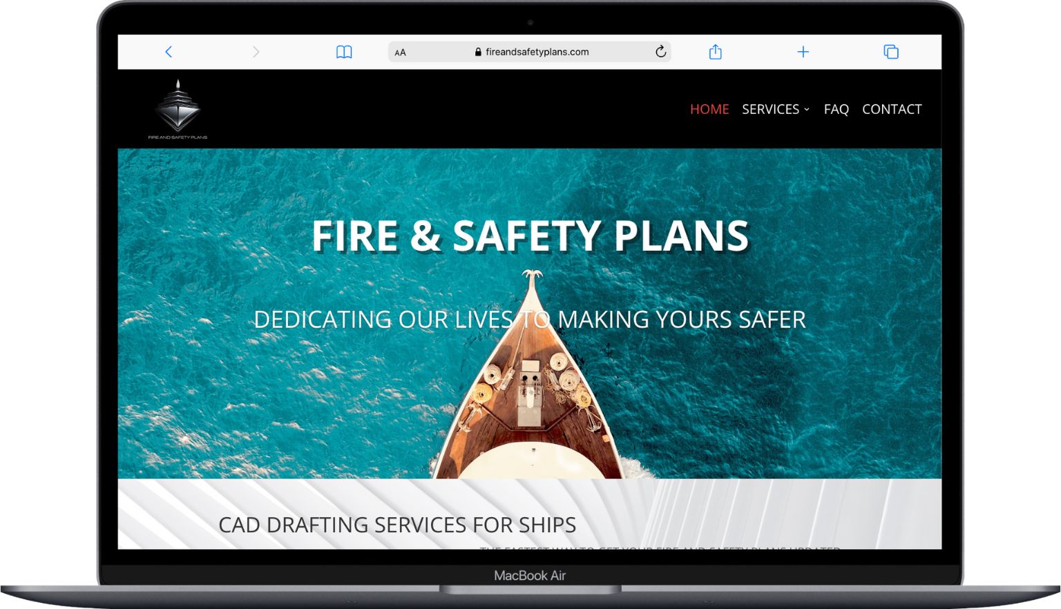 site internet Fire and Safety plan sur un macbook air
