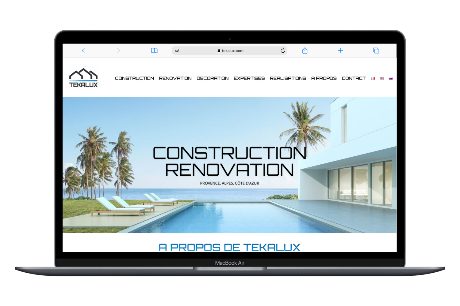 site internet sur un macbook air d'une entreprise de construction