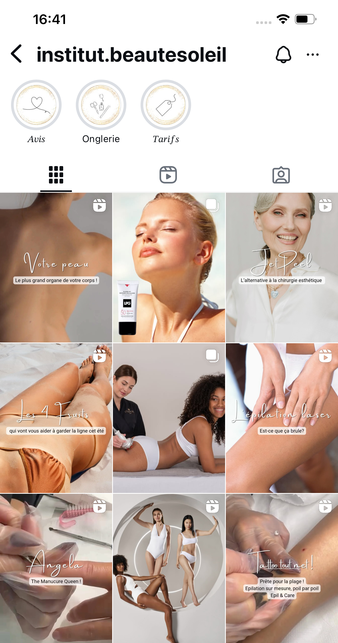 profil instagram de Beauté Soleil
