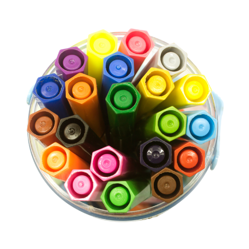 feutres de couleur vus de haut